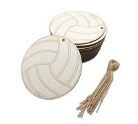 Adorno de voleibol hueco de madera | Diseño doble, madera natural, adecuado para bricolaje y decoración de fiestas deportivas, funciona como etiqueta de madera/cartel colgante (voleibol)