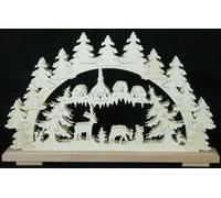 Adorno decorativo con motivos de animales del bosque, iglesia y luces. Dimensiones: 50x31x7 cm. Producto nuevo