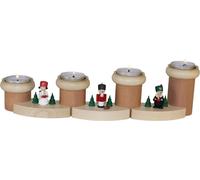 Adorno navideño "Ángel, Minero y Cascanueces", juego de 7 piezas, con velas pequeñas de colores. Dimensiones: 32 x 8 cm. Producto nuevo