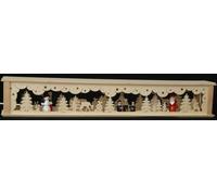 Adorno navideño con figura de muñeco de nieve, Papá Noel, motivos navideños e iluminación. Dimensiones: 72x10x10 cm. Producto nuevo