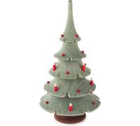 Adorno navideño de madera, árbol grande, verde, con esferas y velas, altura de 11,5 cm. Nuevo