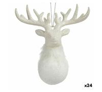 Adorno navideño reno blanco plástico purpurina 14 x 15,5 x 7 cm (24 unidades)