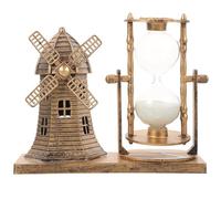 Adorno Vintage de Faro Reloj de Arena, 15,5x12x7cm | Metal, Plástico y Vidrio, Base Plana Estable, para Estantería, Recibidor, Dormitorio o Entrada