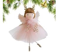 Adornos Ángeles Navidad Decoración Colgante Figura Navideña con Asta de | Colgantes de Muñeca Ángel para Árbol Navideño Para Salón Repisa Chimenea Manilla de Puerta Pared Coleccionistas Navid Rosa