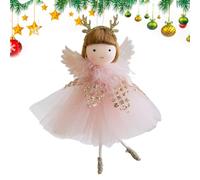 Adornos Ángeles Navidad Decoración Colgante Figura Navideña con Asta de | Colgantes de Muñeca Ángel para Árbol Navideño Repisa de Chimenea, Salón, Ventana, Pared y Coleccionistas Rosa