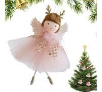 Adornos de Ángel Decorativos para Árbol Navideño Figura Navideña con Asta | Adornos Navideños Colgantes Ángel Muñeca Niña Repisa de Chimenea, Salón, Ventana, Pared y Coleccionistas Rosa