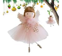 Adornos de Ángel para Árbol de Navidad Figura Navideña con Asta de Reno | Colgantes de Muñeca Ángel para Árbol Navideño Para Salón Repisa Chimenea Manilla de Puerta Pared Coleccionistas Navidad Rosa