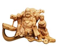 Adornos de Feng Shui, estatuas Buda riendo boj, figuras hechas a mano