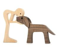 Adornos de Madera tallados with form de Perro familiar, Esculturas de Madera maciza natural para mascotas, figuras talladas a mano, regalo creativo Multicolor