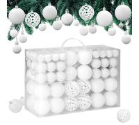 Adornos navideños blancos 100 unidades en mate, brillante y purpurina