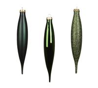 Adornos para árbol de Navidad (cristal, 14,5 cm, 6 unidades), color verde | Bolas para árbol de Navidad mate y brillante - Colgante de árbol de Navidad con purpurina - Decoración de Navidad & Adornos