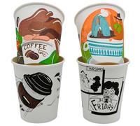 Adri Vasos de Café Desechables 500 impresos surtidos, 200 ml, para Bebidas Frías y Calientes 7 oz (500, Surtido, 220 ml)