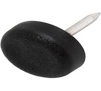 Adsamm® / 100 x Deslizante de plástico con clavo / Ø 15 mm / negro / redondas / Patas de muebles con clavo de la máxima calidad de Adsamm®