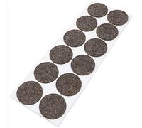 Adsamm® / 12 x almohadillas de fieltro de lana genuino / Ø 40 mm / marrón / redondo / Protectores de suelo para patas de mueble / auto-adhesivos / con grosor de 3 mm