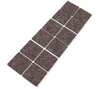 Adsamm® / 12 x almohadillas de fieltro de lana genuino / 35x35 mm / marrón / cuadrado / Protectores de suelo para patas de mueble / auto-adhesivos / con grosor de 3 mm