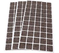 Adsamm® / 150 x almohadillas de fieltro de lana genuino / 20x20 mm / marrón / redondo / Protectores de suelo para patas de mueble / auto-adhesivos / con grosor de 3 mm