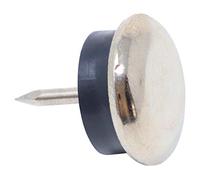 Adsamm® / 16 x Deslizante de metál con clavo y goma / Ø 18 mm / plateado / redondas / Patas de muebles con clavo de la máxima calidad de Adsamm®