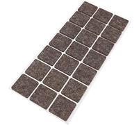 Adsamm® / 21 x almohadillas de fieltro de lana genuino / 30x30 mm / marrón / cuadrado / Protectores de suelo para patas de mueble / auto-adhesivos / con grosor de 3 mm
