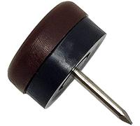 Adsamm® / 32 x Deslizante de plástico con clavo y goma / Ø 20 mm / marrón / redondas / Patas de muebles con clavo y goma de la máxima calidad de Adsamm®