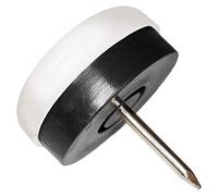 Adsamm® / 32 x Deslizante de plástico con clavo y goma / Ø 25 mm / blanco / redondas / Patas de muebles con clavo y goma de la máxima calidad de Adsamm®
