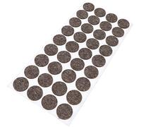Adsamm® / 36 x almohadillas de fieltro de lana genuino / Ø 24 mm / marrón / redondo / Protectores de suelo para patas de mueble / auto-adhesivos / con grosor de 3 mm