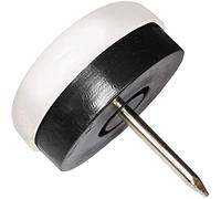 Adsamm® / 4 x Deslizante de plástico con Clavo y Goma/Ø 25 mm/Blanco/Redondas/Patas de Muebles con Clavo y Goma de la máxima Calidad de Adsamm®