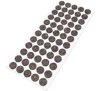 Adsamm® / 60 x almohadillas de fieltro de lana genuino / Ø 14 mm / marrón / redondo / Protectores de suelo para patas de mueble / auto-adhesivos / con grosor de 3 mm