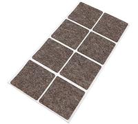 Adsamm® / 8 x almohadillas de fieltro de lana genuino / 50x50 mm / marrón / cuadrado / Protectores de suelo para patas de mueble / auto-adhesivos / con grosor de 3 mm