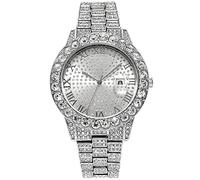 ADSBIAOYE Reloj unisex de lujo con números romanos y calendario, plateado, Moda