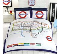 Rapport London Juego de cama Underground Homespace – Funda de edredón y fundas, Doble, Blanco