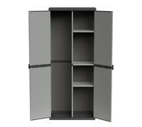 Adventa: Armario portaescobas de Resina de PVC y PP, 2 Puertas, fácil de Montar, Modular System, Resistente, Apto para ambientes Interiores y Exteriores, 68 x 40 x 165 cm