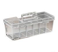 Advokingtap Caja de almacenamiento de herramientas de plástico transparente con separadores extraíbles, organizador apilable de polipropileno 293 X 113 X 9 cm para tornillos y piezas pequeñas en