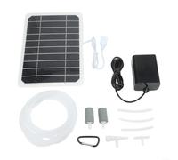Advokingtap Kit de bomba de oxígeno solar de 5 W 5 V portátil USB juego de piedra de aire para pecera, estanque, camping, uso al aire libre, negro monocristalino