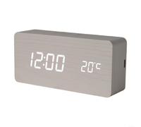 Advokingtap Reloj despertador digital con pantalla LED grande para hora, fecha, temperatura, escritorio de madera para lámpara de luz nocturna para dormitorio, oficina, decoración del hogar, marrón