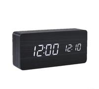 Advokingtap Reloj despertador digital con pantalla LED grande para hora, fecha, temperatura, escritorio de madera para lámpara de luz nocturna para dormitorio, oficina, decoración del hogar, marrón