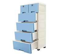 aefxNika Armario con 6 cajones, 50 × 35 × 105 cm, de plástico PP, con 4 ruedas, 2 compartimentos con cerradura y llaves, armario de almacenamiento para ropa, juguetes y accesorios