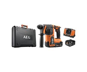 AEG BBH18BL2-502C - Broca SDS-Plus sin escobillas (18 V, 2 pilas de 5,0 Ah, taladrar hasta 26 mm, energía de impacto igual a 2,5 J, con doble sistema antivibración, para perforar y cincelar