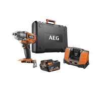AEG BSS18C12ZC-402C - Aprietatuercas de impacto (18 V, 410 Nm, cuadrado 1/2, incluye 2 baterías de 4 Ah y cargador