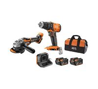 AEG Duo - Taladro y amoladora (125 mm, 18 V, 2 baterías de 4,0 Ah, cargador, bolsa de almacenamiento - JP18AA2-402B