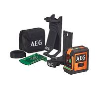 AEG Nivel láser Cruz verde CLG220-K - Alcance 20 m, alta visibilidad, auto-nivelación, IP54, soporte magnético, pinza de pared, placa de destino y bolsa de transporte incluida
