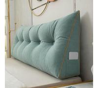 AEHO Almohada de Lectura de Cabecera, Cojin Respaldo Sofa, Muy Suave Cómodo Lavable Soporte Ergonómico de Espalda Lumbar Almohada para el Hogar Cama Sofá Dormitorio Adultos,Green 01,150 * 50 * 20CM