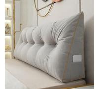 AEHO Almohada de Lectura de Cabecera, Cojin Respaldo Sofa, Muy Suave Cómodo Lavable Soporte Ergonómico de Espalda Lumbar Almohada para el Hogar Cama Sofá Dormitorio Adultos,Gris,150 * 50 * 20CM