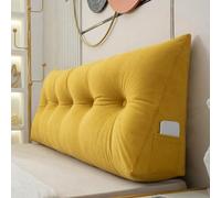 AEHO Almohada de Lectura de Cabecera, Cojin Respaldo Sofa, Muy Suave Cómodo Lavable Soporte Ergonómico de Espalda Lumbar Almohada para el Hogar Cama Sofá Dormitorio Adultos,Amarillo,80 * 50 * 20CM
