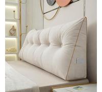 AEHO Almohada de Lectura de Cabecera, Cojin Respaldo Sofa, Muy Suave Cómodo Lavable Soporte Ergonómico de Espalda Lumbar Almohada para el Hogar Cama Sofá Dormitorio Adultos,Blanca,60 * 50 * 20CM