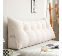 AEHO Almohada de Lectura de Cabecera, Cojines Camarespaldo Cabecero, Cómodo Lavable Soporte Ergonómico Protector de Espalda Cojín para el Hogar Cama Sofá Lectura de Adultos,Blanca,180 * 50 * 20CM