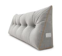 AEHO Almohada de Lectura de Cabecera, Cojines Camarespaldo Cabecero, Muy Suave Cómodo Lavable Soporte Ergonómico Protector de Espalda Cojín para el Hogar Cama Sofá Adultos,Gris,60 * 50 * 20CM