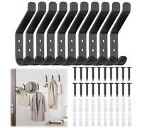 AEMCHDM 10 Piezas Perchas pared de Metal, Colgador Ropa Pared para Chaquetas, Ganchos Negros para Abrigos con Tornillo, Carga Máxima de 20LB, Design Perchero de Pared para Paneles Acústicos