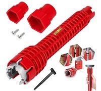 AEMCHDM Llave para Grifos, Llave de Fregadero Antideslizante con Adaptadores, Herramienta Fontanería Multifunción para Fregadero con Carcasa de Plástico ABS Rojo, Para Inodoro, Baño