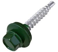 AERZETIX - C57206 - Juego de 50 Tornillo autoperforante de metal a madera Ø4.8x35mm + arandela de sellado EPDM - pintado en color verde musgo RAL 6005 - huella de cabeza 8mm hexagonal - en acero