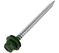 AERZETIX - C57207 - Juego de 50 Tornillo autoperforante de metal a madera Ø4.8x70mm + arandela de sellado EPDM - pintado en color verde musgo RAL 6005 - huella de cabeza 8mm hexagonal - en acero